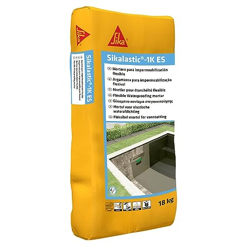 SIKA - Mortero reforzado - Sikalastic 1K blanco - Impermeabilización y protección del hormigón - Baños, duchas y piscinas - Puentea fisuras - 18 kg