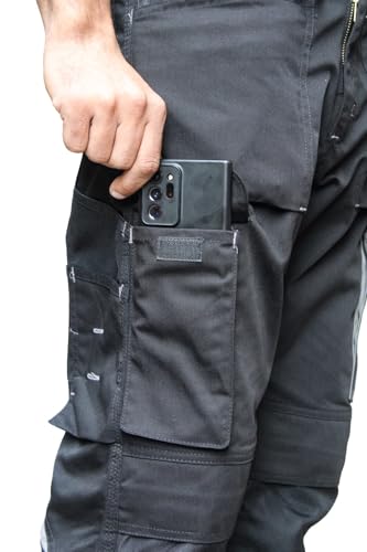 FNT Workwear 211 Heavy Duty Men's Multi Pockets Easy Care Safety Cargo Work Trousers Work Pants with Button & Zip Fly (UK, Waist & Inseam, 32, 33, 1, Black) - Image 5