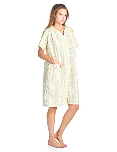 Casual Nights Women's Floral Woven Snap-Front Lounger House Dress - Yellow - 5X-Large #TOP1