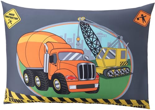 Image of Todays Kids Under Construction Blue Toddler Bedding Set - 2-Piece Baby Crib Sheets Boy Crib Size, 28x52 Fitted Sheet & 20x30 Pillowcase, Soft Breathable & Fade-Resistant Microfiber, Machine Washable