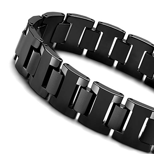 Urban Jewelry Stylish Black Solid Tungsten 8.3 Inches Link Bracelet For Men (Matte) #TOP2