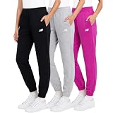 New Balance Girls Sweatpants 3-Pack, Soft Cotton Blend Fleece Joggers, 4-48