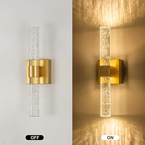 Dexulesa Modern Crystal Wall Sconce 3000K Led Bathroom Vanity Lighting Up Down Wall Light Gold 12W Indoor Wall Fixture Living Room #TOP6