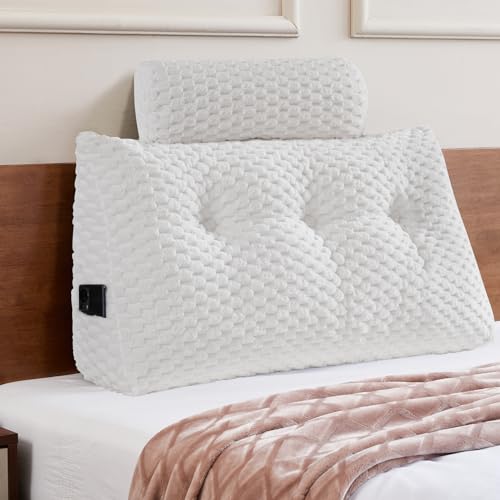 EUHAMS Headboard Pillow Twin with Neck Roll, Triangular Backrest Pillow