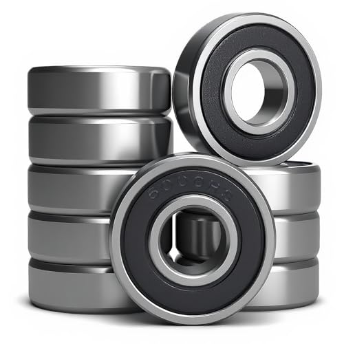 10 PCS 6000-2RS Double Rubber Seal Bearings 10x26x8mm, Pre-Lubricated and Stable Performance and...