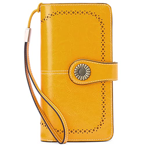 Sendefn Wallets For Women Genuine Leather Credit Card Holder With Rfid Blocking Large Capacity Wristlet #TOP6