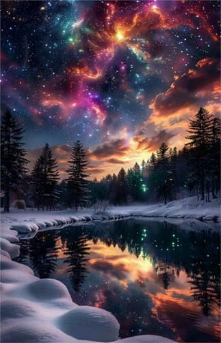 Puzzle 120 Piezas, Cielo Estrellado Lago Selva Puzzles Juego Imposible, Entretenimiento Creativo, Puzzle Clásico Rompecabezas para Adultos 120 Piezas 25 x 20 cm