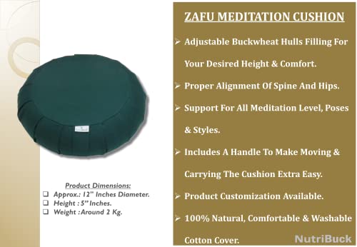 Image of Buckwheat ZAFU Meditation Cushion Filled with Buckwheat Hulls (Dark Green)