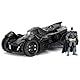 Jada Toys 253215004 Arkham Knight Batmobil, hochdetailiertes 1:24 Modellauto inkl. Batman-Figur, Cockpit und Türen können geöffnet Werden, mit Freilauf, schwarz