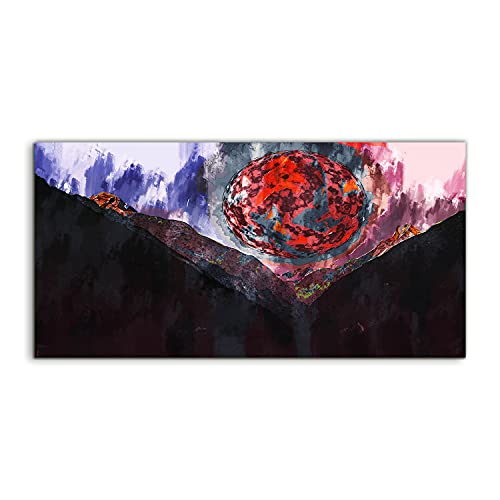 Acryl murale 120x60cm décoration montagnes abstraction planet pour grand espace intérieur