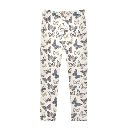 Butterflies Animals Pattern Girls Leggings Kids Yoga Pants Athletic Tights Pants 4-10 Years