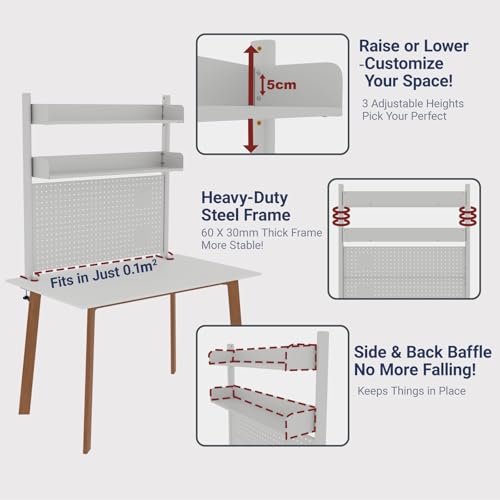 Étagère bureau 2 niveaux 80 cm à pince, Boltmol