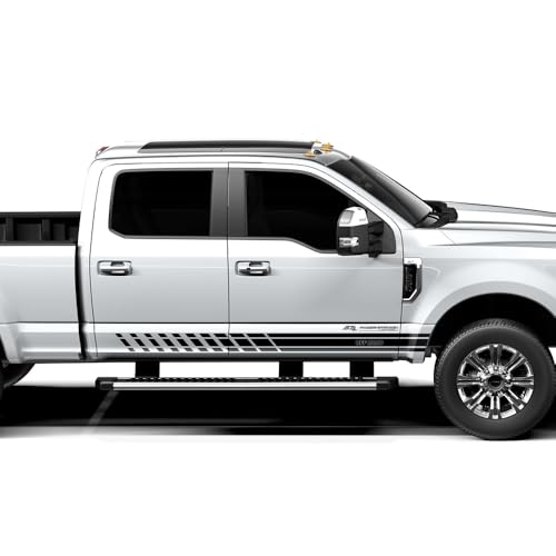 2PCS Decal Sticker Vinyl Side Racing Stripes Kit Compatible with Ford F250 Crew Cab 2015 - Present Super Duty (Gloss Black)