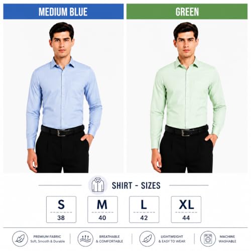 Image of Men's Solid Formal Shirt | Premium Cotton Rich Full Sleeves Shirt | Comfort Fit Office Wear Shirt with Single Chest Pocket | Stylish Casual & Formal Shirt for Men