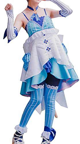 Nsoking Anime Costume Cosplay Rem Felix Argyle Lolita Ears Tail Party Dress 3 Halloween Outfit (Medium, Blue)
