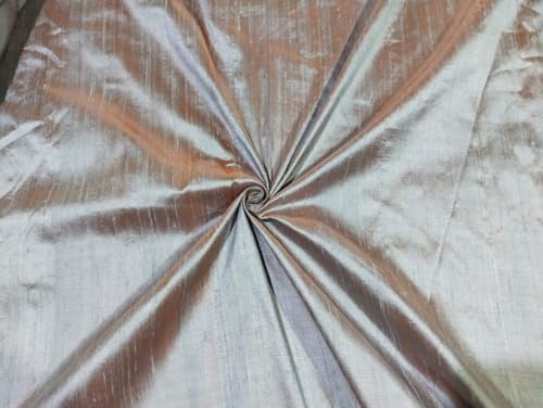 Soie flammée Dupioni bleu pêche tissu 100 % pure soie anti-plis pour robe de soirée