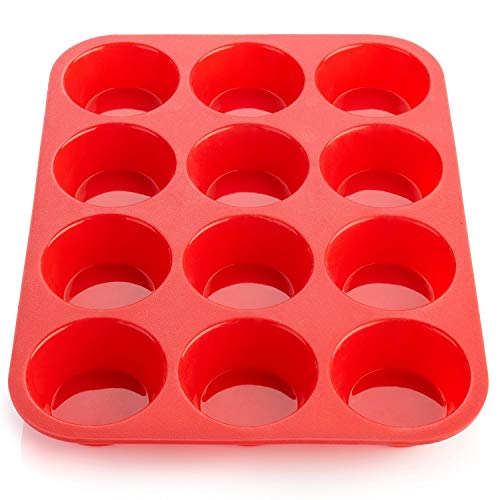 Kd Supreme Silicone Muffin Pan - 12 Cups Regular Silicone Cupcake Pan, Non-Stick Silicone Great For Making Muffin Cakes, Tart, Bread - Bpa Free And Dishwasher Safe #TOP6