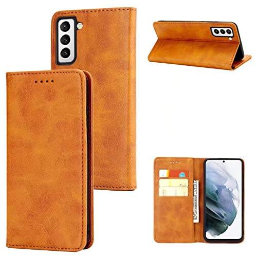 Coque Samsung S22 Plus Étui Portefeuille en Cuir Jaune avec Porte-Cartes - 6