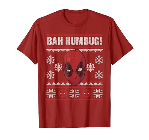 Marvel Deadpool Bah Humbug Holiday T-Shirt, Men, Cranberry Red, XX-Large