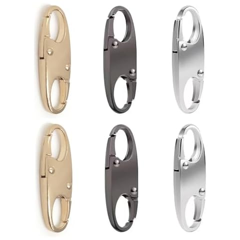 HANTAQ 6PCS NO Tool Zipper Puller Replacement,Zipper Handles Carabiner Kits,Zipper Clips Anti Theft,Double Small Carabiner Clips Holding Zipper Closed,for Backpacks Traveling Camping Suitcases Cover