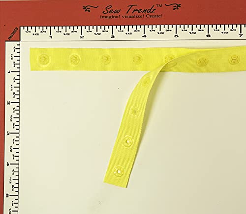 2 Yards Plastic Snap Button Polyester Tape Ribbon Hook & Eye Zipper Popper Press Stud Fastener Baby Crotch Fastening Duvet Sewing Renaissance Dance Costume Drapery Lingerie-Lemon Yellow- Sp23-2 #TOP2