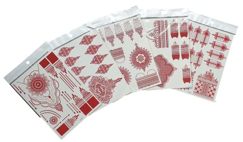 Fat-catz-copy-catz 2x Sheets Ladies Redish Brown Wedding Mehndi Henna Eid Festival Celtic Temporary Tattoos For Hands & Fingers