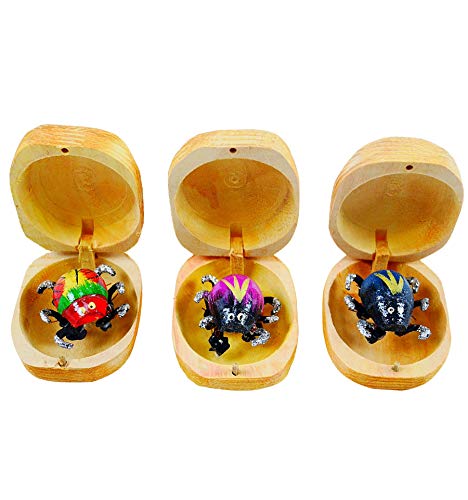 Artisanal 3 boîtes à chagrins - Scarabées mangeurs de Chagrin en Bois