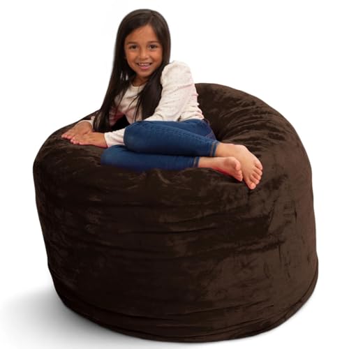 ULTIMATE SACK 3ft Bean Bag Chair, Oversize Bean Bag Chair for Adults, Comfy Chair Bean Bag Couch Lounge Sofa Loveseat Furniture | Brown Fur