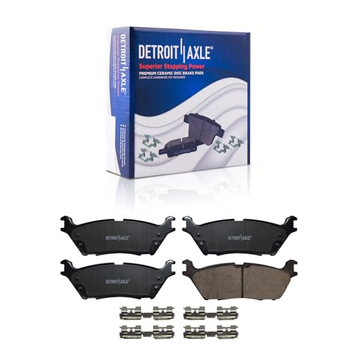 Image of Detroit Axle - Rear Ceramic Brake Pads for 2015-2020 Ford F-150 2018-2021 Expedition 2018-2022 Lincoln Navigator, Brake Pads with Hardware Assembly 2019 Replacement