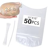 Anmboor Poultry Shrink Bags, chicken bag, 50Pack 10x16 Inches Clear Poultry Heat Shrink Wrap Freezer With 50 Zip Ties, a Silicone Straw for Chickens, Rabbits