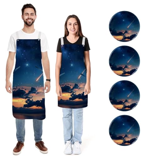 Tablier de chef étoile filante romantique, le cadeau idéal pour couples