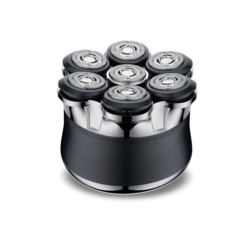 Rasoio Testa Calva Uomo 7D, Rasoio Elettrico Barba Magnetico, Regolabarba Uomo Wet/Dry, con 7 Testine Rotanti