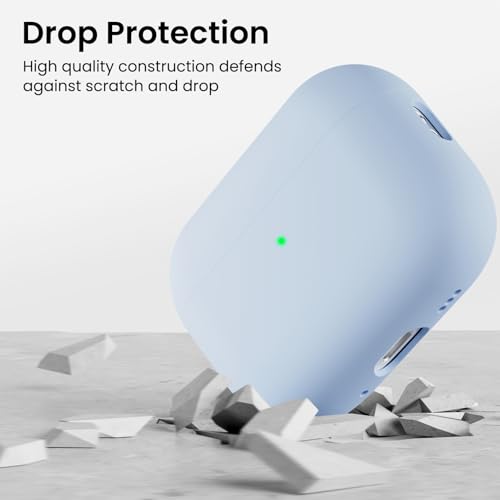 ORNARTO Pokrowiec na Airpods Pro 3 (2025), etui kompatybilne z Airpods 3 Gen, silikonowy płyn premium (twarde wnętrze, nie odkształca się), ze smyczą i narzędziem do zdejmowania, błękitne