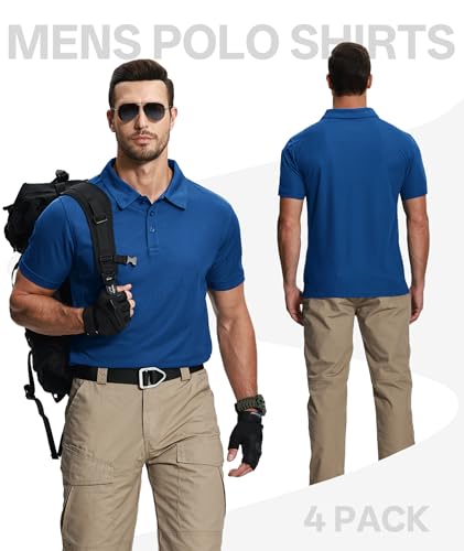 ZITY 4 Pack Men's Polo Shirt Short Sleeve Athletic Performance Tactical Shirts for Men Outdoor Sport Work T-Shirt2