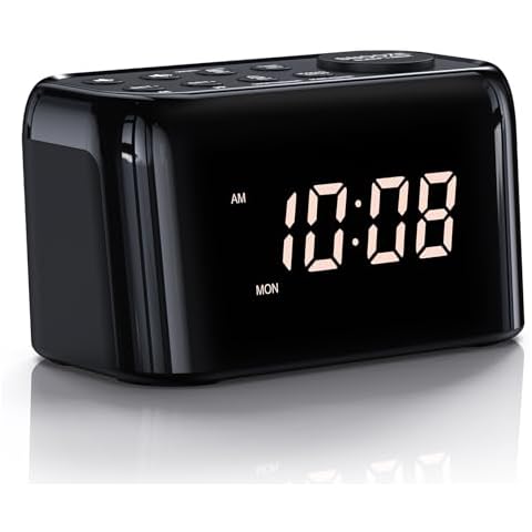 Welgo Small Dual Alarm Clock Radio with Weekday/Weekend, 0-100% Dimmer, 7 Adjustable Volume Sounds, FM Radio with Sleep Timer for Bedroom Cover