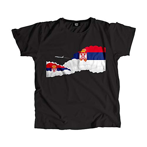 T-shirt voyage Serbie avec avion et nuages idéal pour le style aéroport