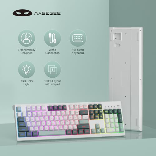 MageGee Creamy Keyboards,K2 Classic Keyboard Wired RGB Backlit 104 Keys Waterproof Ergonomic Keyboard,PC Keyboards for PC/loptop/MAC-Geeen by MageGee - Image 4