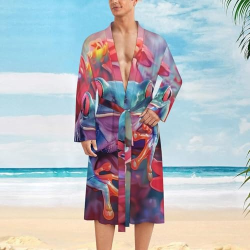 Frog Graphic Men's Soft Robes Lightweight Long Bathrobe Loungewear for Bath Shower2