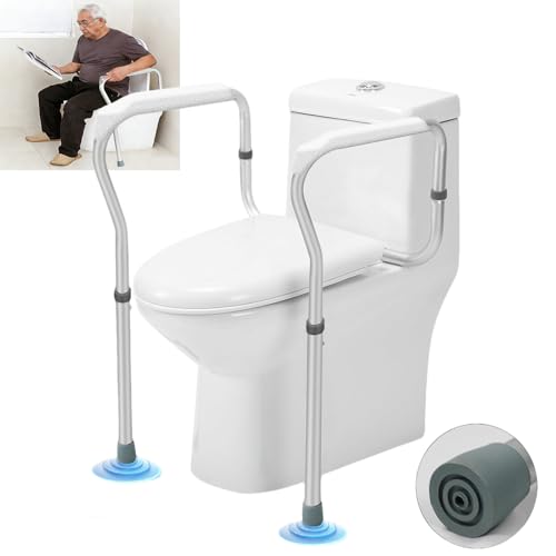 Xtrillogen Aufstehhilfe Toilette für Senioren Toilettensitzerhöhung mit Armlehnen Höhenverstellbaren WC Aufstehhilfe Ohne Bohren Toilette Haltegriff für Senioren und Behinderung Schwangere Frauen