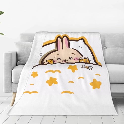 毛布 ブランケッ大判 防寒 ちいかわ うさぎ 毛玉防止 暖かさ ふわふわ 洗える 柔らかい肌触り 洗える 抗菌・防臭・防ダニ ラウン おしゃれ 80"X60"