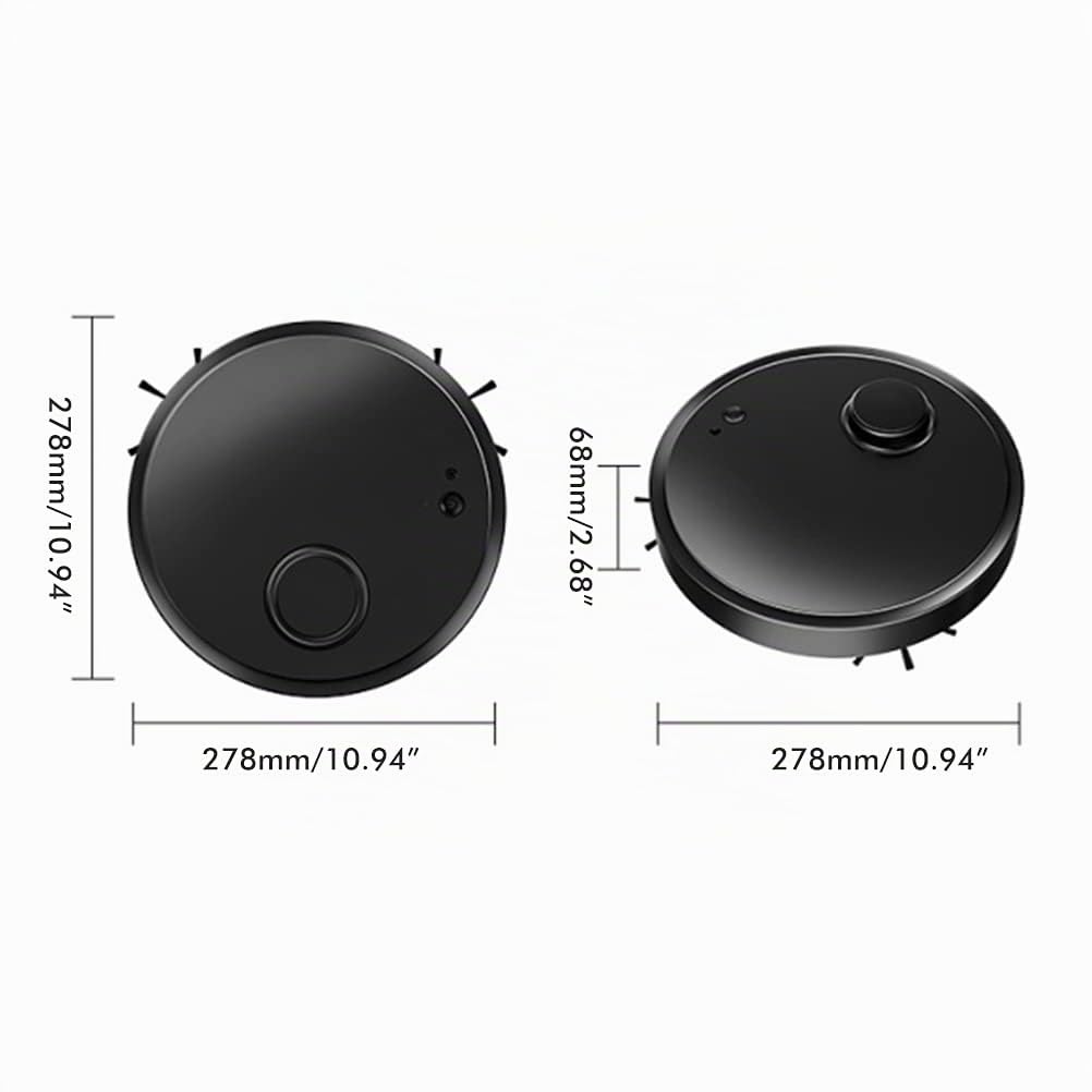 Limpiador de suelo inteligente 3 en 1, multifunción y recargable, robot aspirador seco y húmedo, aspirador potente para el hogar y la oficina (negro)