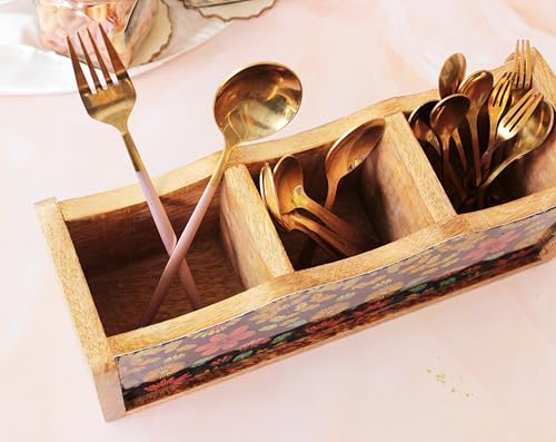 Image of Monstera Hut - Wooden Cutlery Holder| Spoon Stand For Kitchen | Utensil Holder for Kitchen Counter | Wooden Storage Organiser (30 *10*10 cm)