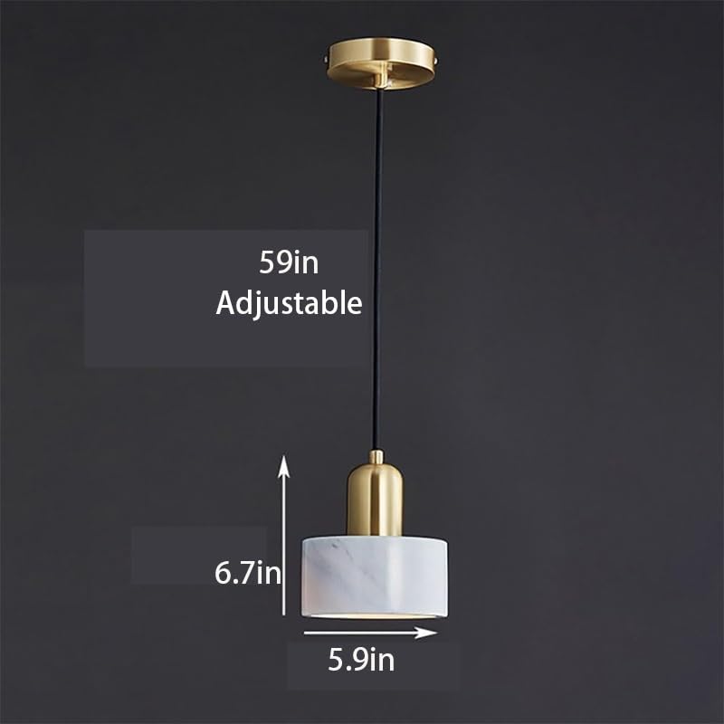 Éclairage suspendu en marbre naturel d'exception, lustre moderne chic E27 fini bronze