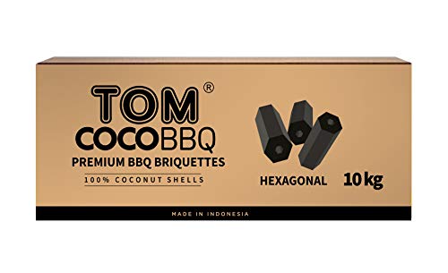 TOM COCO BBQ 10KG Hexagon Premium Grillbriketts aus Kokosnussschalen Cover