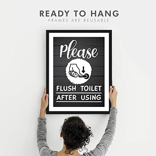 Image of Chaka Chaundh - bathroom posters with frame - Washroom Quotes Frames - Toilet Quotes Wall Hanging - bathroom etiquette poster - bathroom rules poster - (14 X 11 inches) (Black Wood Pattern)