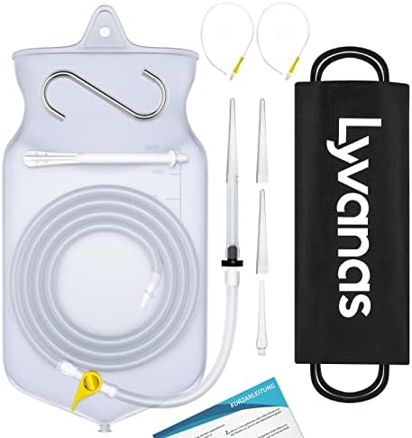 Lyvanas Einlauf Set Zur Darmreinigung (BPA- Und Phthalatfrei) - 2 Liter | Klistier Set In Vollausstattung für alle Einläufe - Premium Reise Irrigator Set - Einlaufgerät Darmreinigu