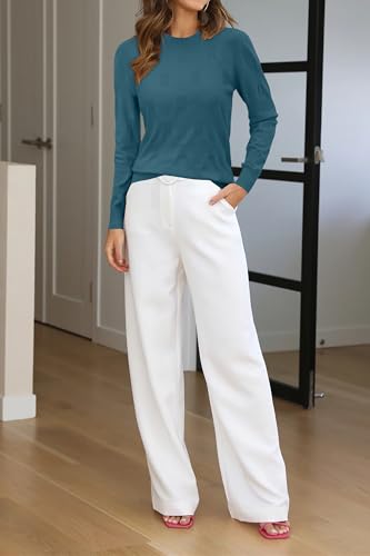 Image of Arach&Cloz Women's Soft Knit Sweater Fall Dressy Casual Pullover Tops