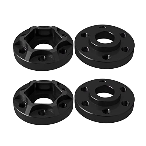 4pcs RC Accessories Aluminum 12mm Wheel Hex Hub Adapter Wheel Extension for 1/10 RC Crawler 1.9inch or 2.2inch Wheel RimAxial Scx10 Trx4 Wraith Gen7 Gen8 D90 CC01 1/10 RC Crawler (Black 6mm)