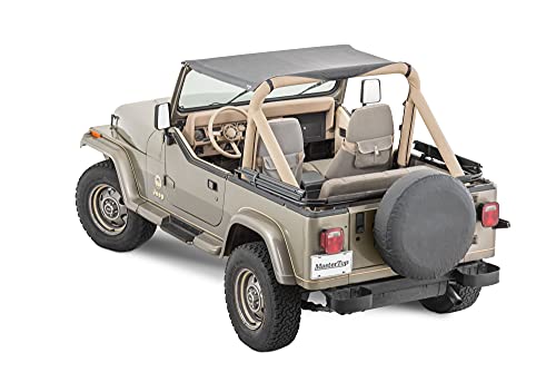 MasterTop Bimini Summer Soft Top, Black Diamond - Fits Jeep Wrangler YJ 1987-1995 - Open Air Fabric Top Cover for Sun and Light Rain Protection