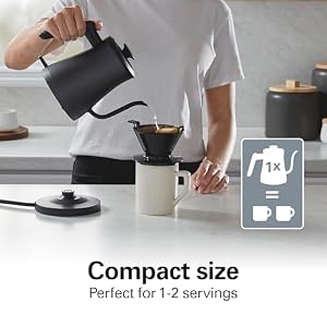 Hamilton Beach Compact 20 oz. / 0.6 Liter Gooseneck Electric Kettle for Boiling Water, Pour Over Coffee, Tea, Ultra Fast Heating With 1200 Watts, Stainless Steel BPA-Free Interior, Black (41045) Hamilton Beach Compact 20 oz 06 Liter Gooseneck Electric Kettle for Boiling Water Pour Over Coffee Tea Ultra Fast Heating With 1200 Watts Stainless Steel BPA Free Interior Black 41045